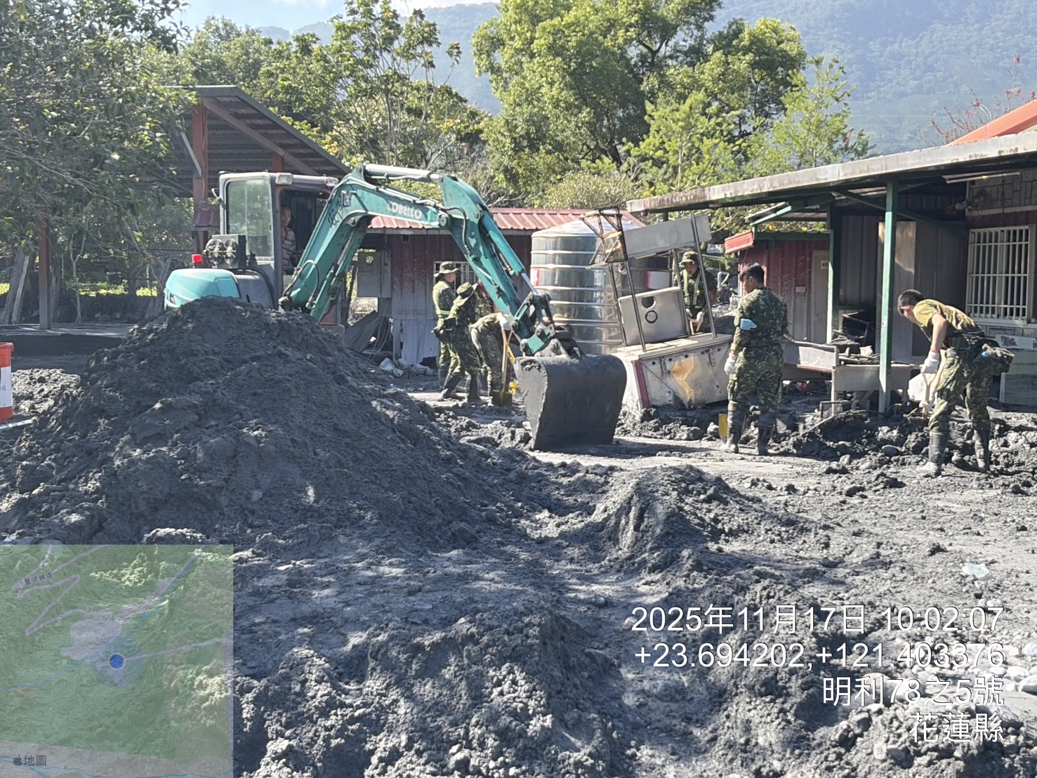 花蓮縣府加速復原   明利村聚會所及周邊11/20前完成清淤