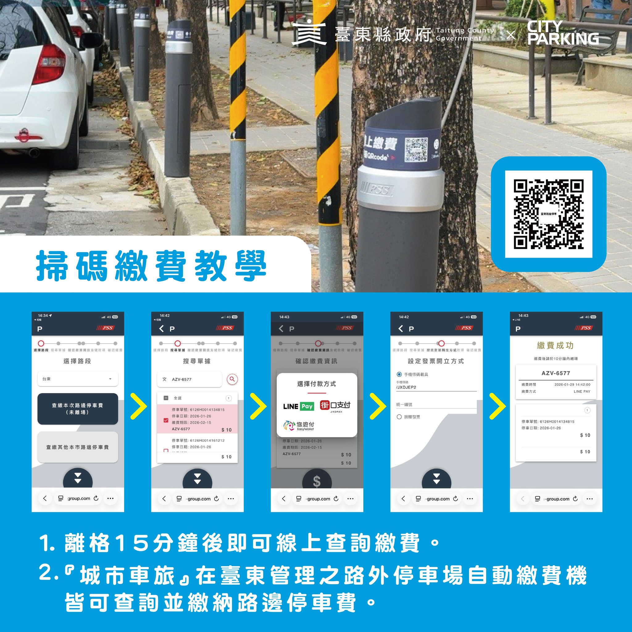 臺東停車邁入新時代     2/1起火車站周邊試辦智慧開單