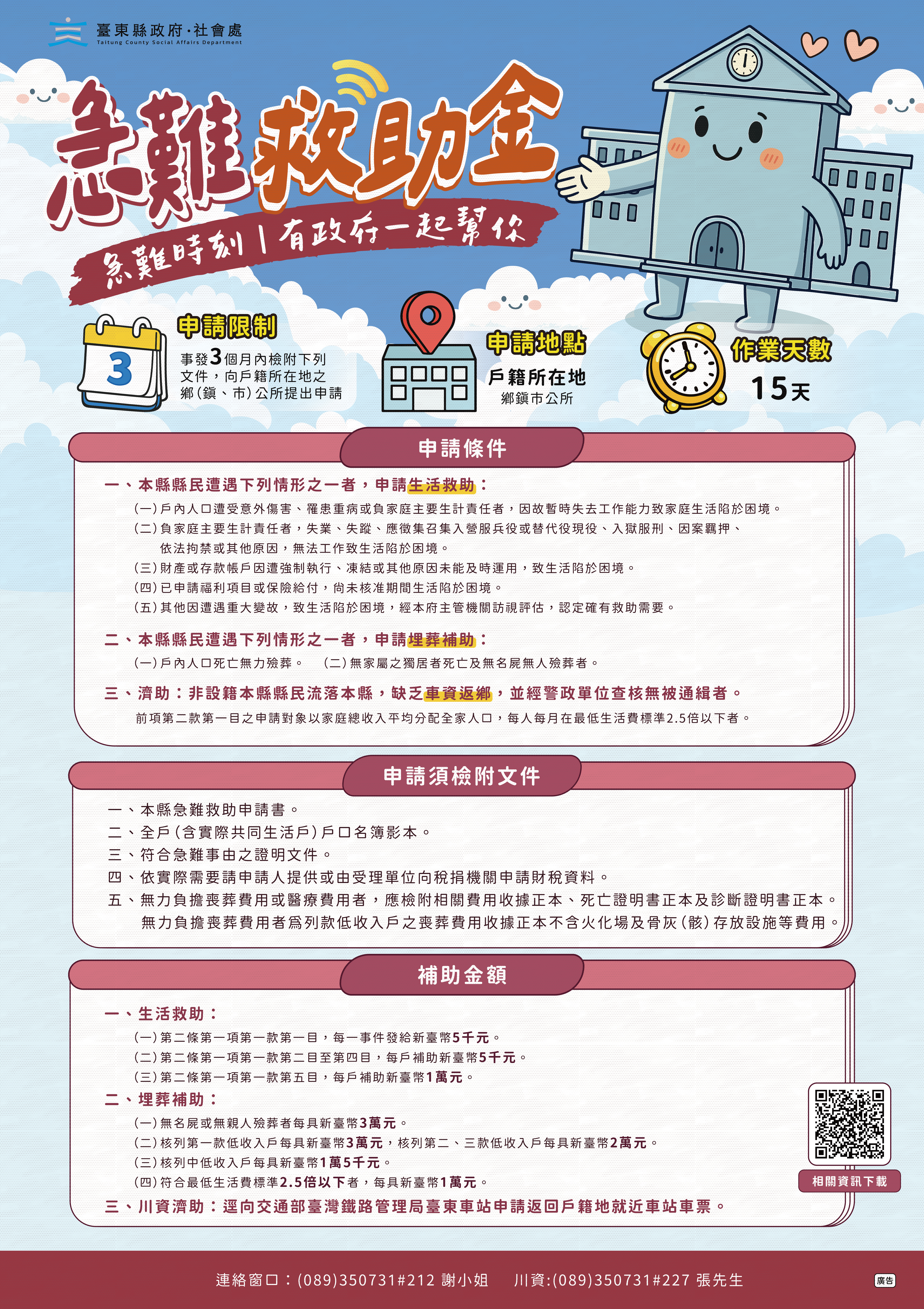 春節不打烊    臺東縣府啟動急難救助守護縣民